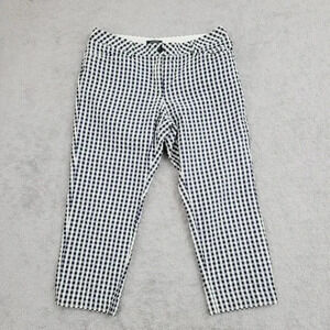 Lands End Womens Gingham Check Cropped Textured Pants Size M  11CT